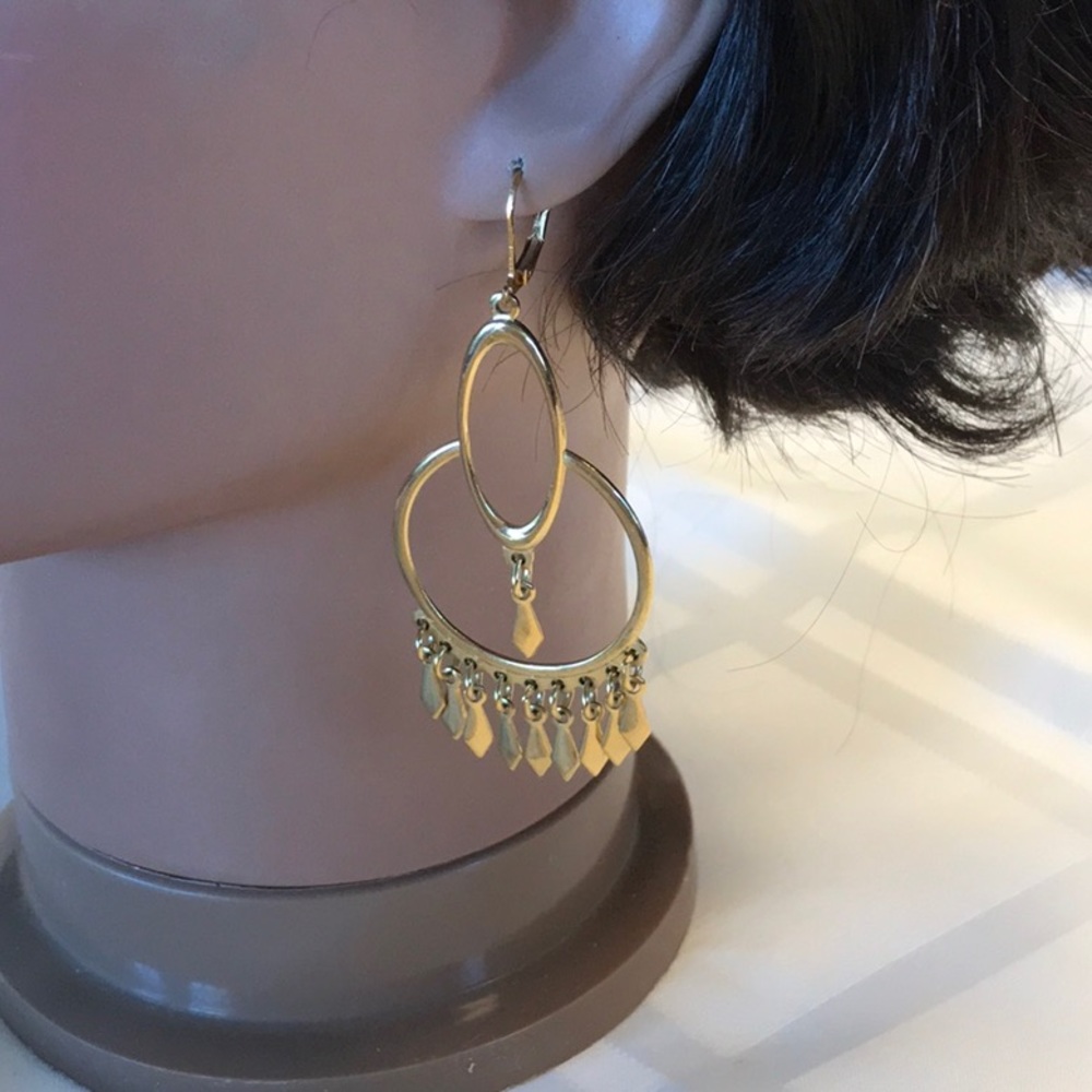 Vintage Chandelier Gold-tone Earrings.